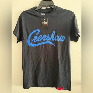 The Marathon Clothing Crenshaw Nipsey Hustle Black Tee with Blue Script Small
